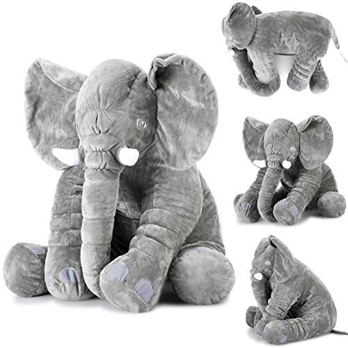 Image of Yulejo Giant Stuffed Elephant Plush Animal Toy Back to School Party Favor Huge Stuffed Elephant Soft Elephant Large Stuffed Animal Doll Gray Elephant Plush for Kids Girlfriend Home Decor(15.7 Inch)