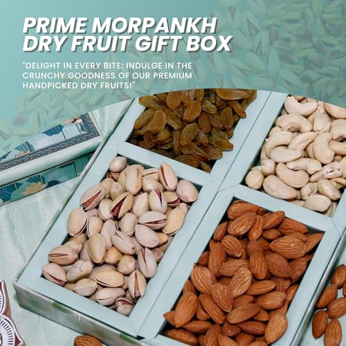 Image of Riwaz Prime Floral Diwali Dry Fruit Gift Box | Luxury Lotus Print Hamper with Almonds, Cashews, Raisins & Pistachios | Premium Festive & Corporate Gifting
