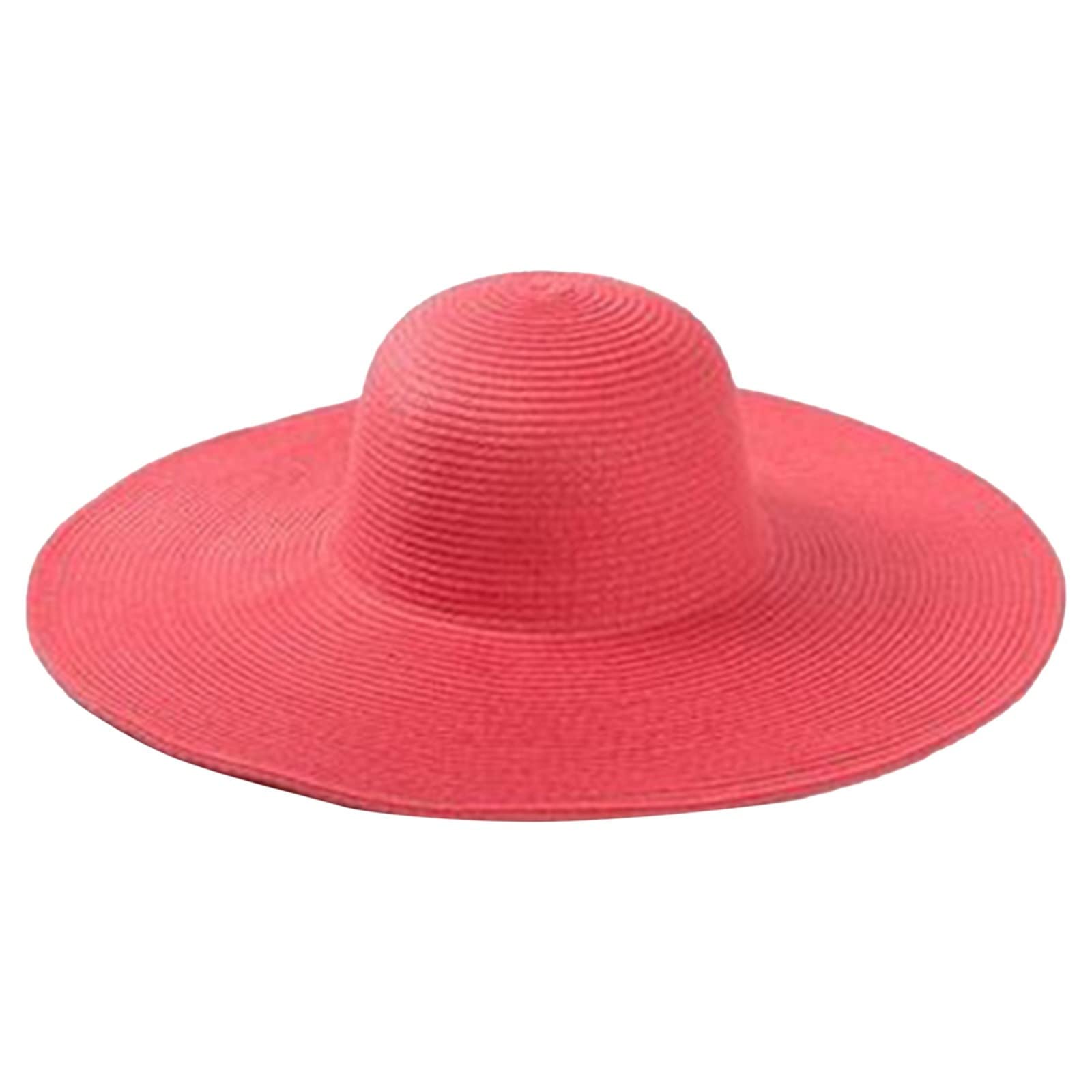 Generisch Hat Man - Sombrero de paja de ala ancha para mujer, de color liso, con ala ancha, sombrero de playa, sombrero para el sol para mujer, color negro