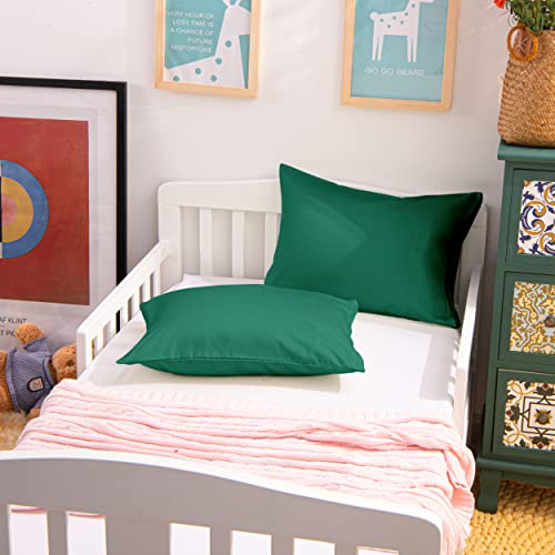 Ntbay 2 Pack 500 Thread Count 100% Egyptian Cotton 13X18 Toddler Pillowcases, Super Soft And Breathable Envelope Closure Travel Kids Nursery Pillow Cases, 13X18 Inches, Dark Green #TOP5