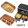 Air Fryer Disposable Paper Liner, 100PCS Food Grade Parchment Liners for Ninja DZ201,Ninja Foodi Dual Air Fryer Accessories Baking Paper (9 * 6, Natural) #4