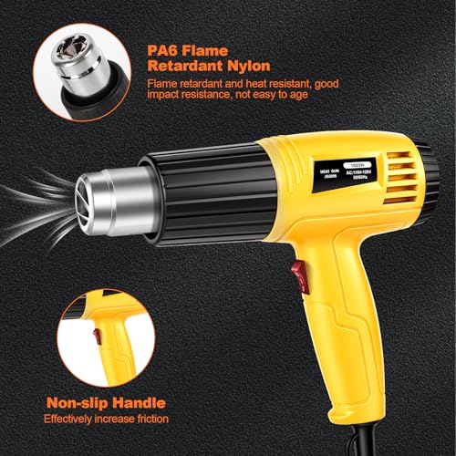 VortecSys Heat Gun 1600W, Handed Hot Air Gun with 4 Nozzles for Crafting by VortecSys - Used condition - Image 3