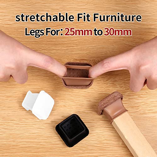 Ezprotekt 24 Pcs Square Silicone Chair Leg Floor Protectors With Felt, Felt Furniture Pads, Chair Leg Covers Cups, Chair Leg Protectors For Hardwood Tile Floors No Scratches (Fit:1"- 1.2", Black) #TOP1