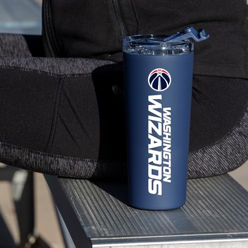 Image of Rico Industries NBA Basketball Washington Wizards Navy 24oz Stainless Steel Tumbler with Lid and Dual Functioning Lid