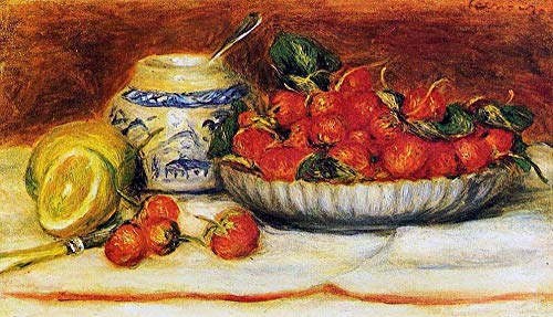 Peinture à l'huile fraises nature morte Renoir tableau triptyque art