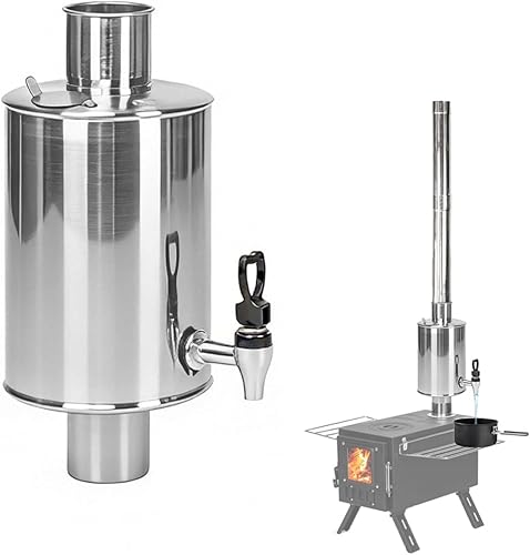 Miniatura 8 de FireHiking Estufa de leña Tanque de agua para estufa de 2.36 pulgadas, tubo de acero inoxidable, para camping, estufa de tienda caliente, calentador