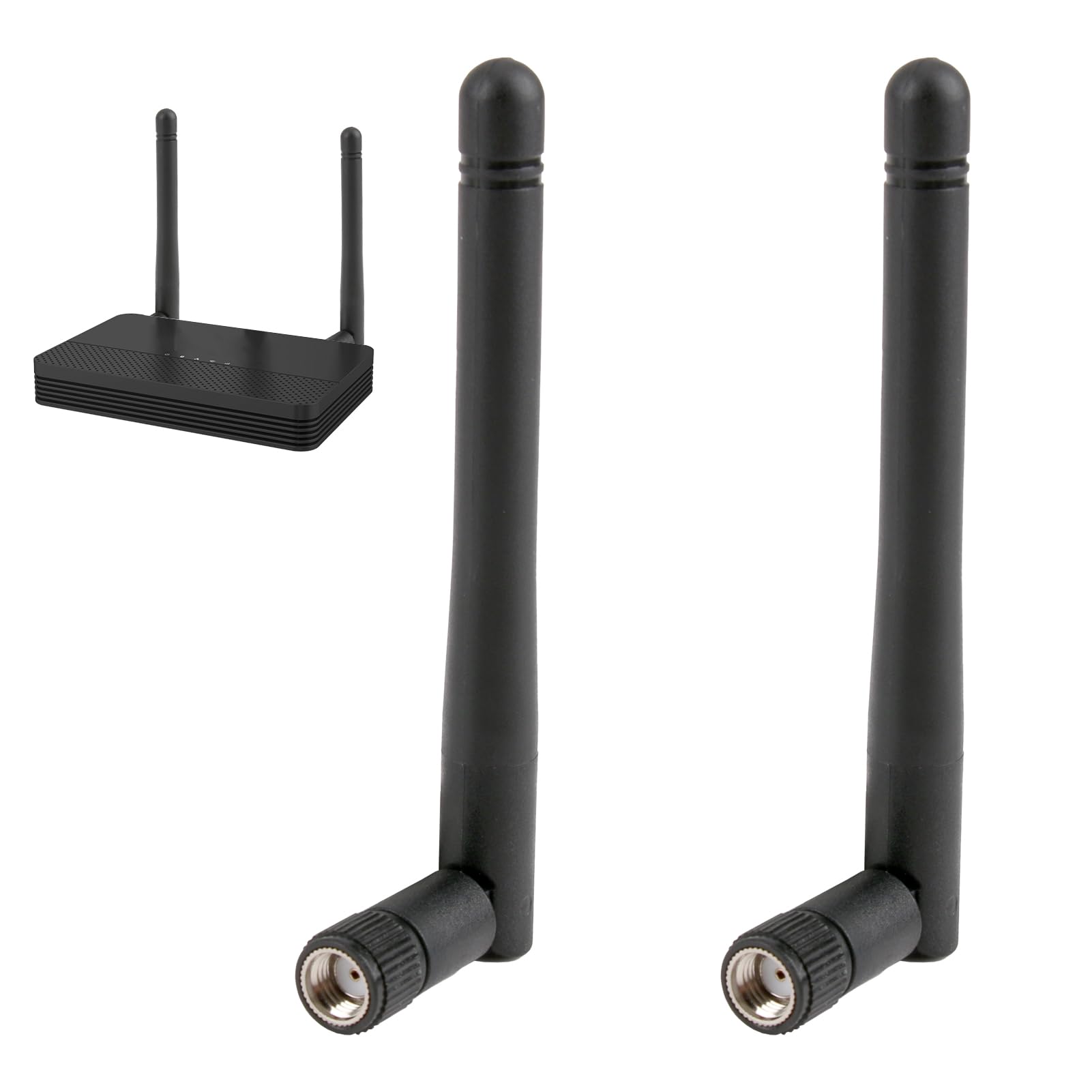 2 Pack WiFi Antenna, Dual Band RP-SMA Aerial 2.4GHz 5.8GHz 3dBi Gain Female Aerial External Connector for WiFi Router Wireless Network Card USB Adapter Video Surveillance Monitor Desktop PC IoT Device