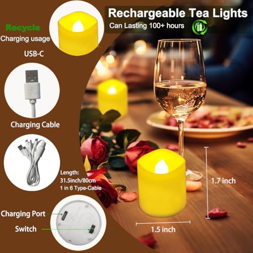 Image of Jialine Rechargeable Tea Lights with Remote Timer, Battery Operated Flameless Votive Tea Lights Candles, USB Tealights Candles for Weddings,Parties,Halloween,Home Decor Seasonal Decor(6 Pack)