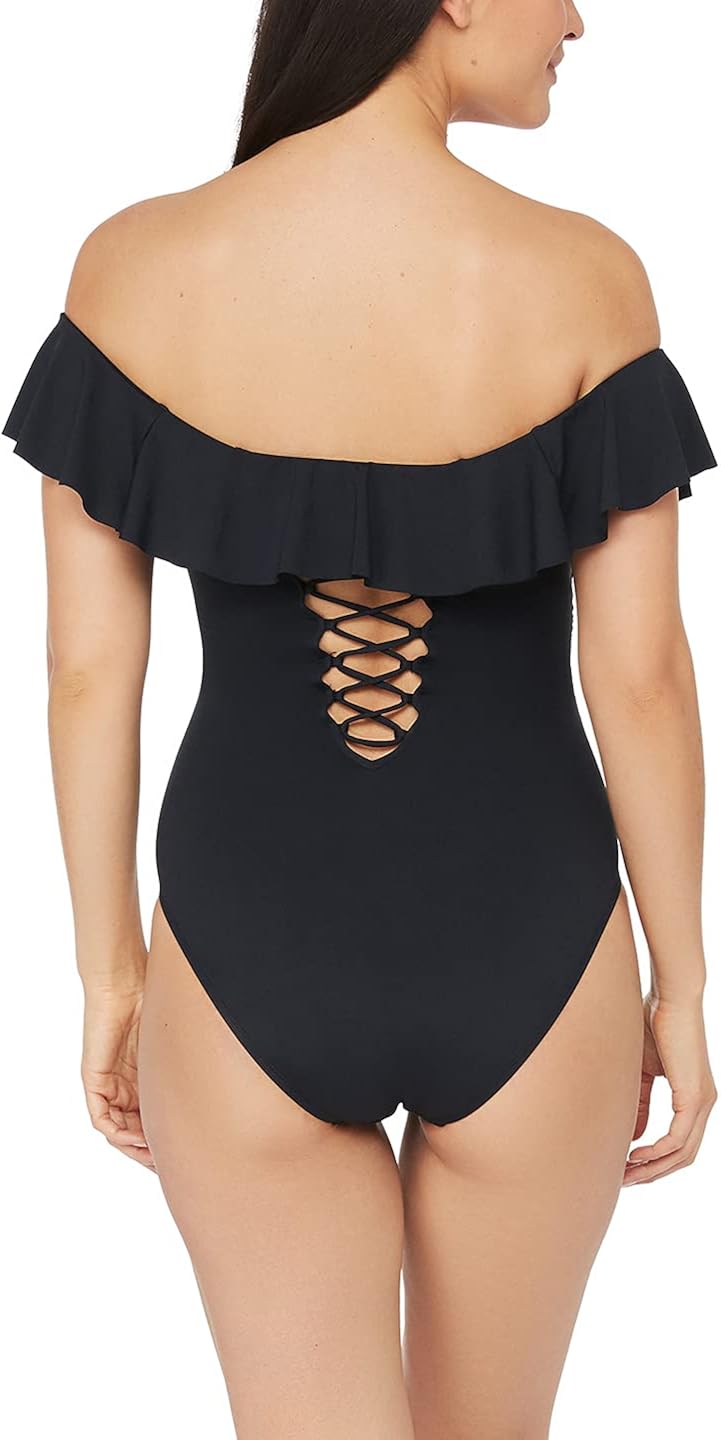 La Blanca Women's Island Goddess Off Shoulder Ruffle One Piece Swimsuit at  Women’s Clothing store