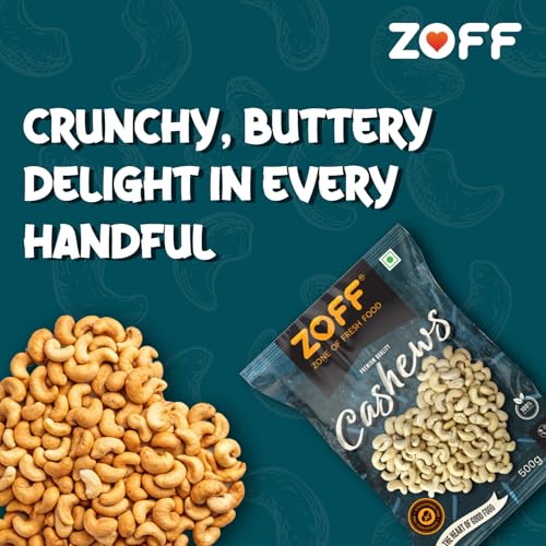 Image of Zoff Cashews - Whole Raw Kaju, Buttery & Crunchy Cashew 500gm, Protein & Energy-Rich Snack - Cashew Nuts 500gm | Cashews 500g