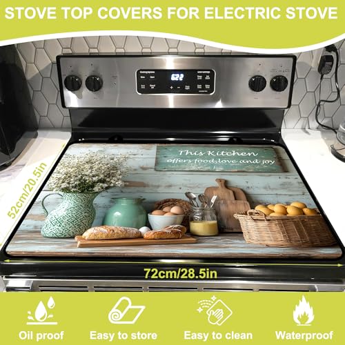 Image of Stove Top Covers for Electric Stove, Glass Stove top Cover 28 inchx 20 inch