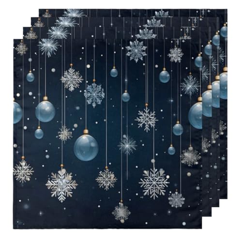 Servilletas de tela navideñas con copos de nieve, set de 6 miniatura 1