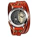 Produktbild JewelryWe Herren Damen Armbanduhr, Orange Leder Armband Wickelarmband, Retro Eiffelturm Design mit Strass, Analog Quarz Uhr, einfaches Digital Zifferblatt