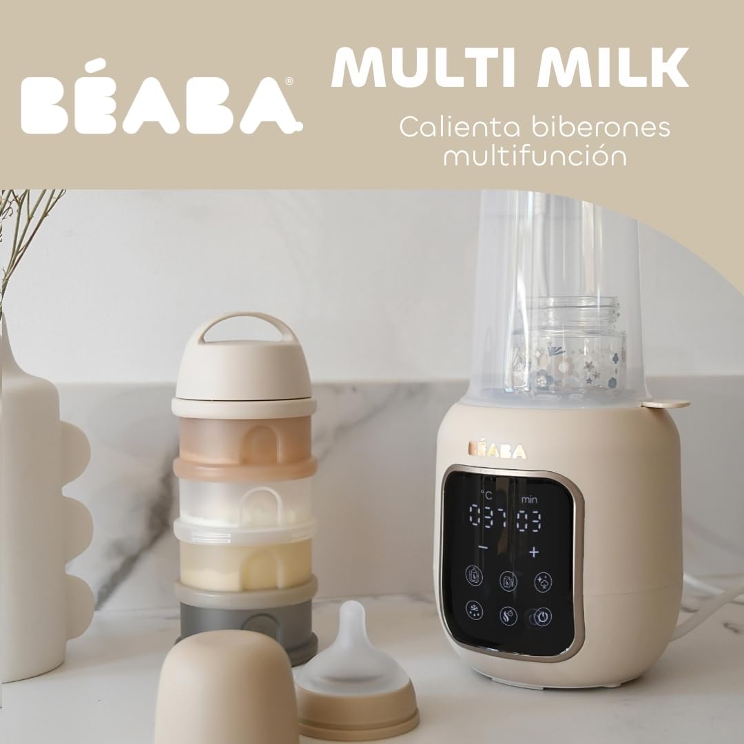 BÉABA, Calentador de biberones/esterilizador, Calentador de leche materna/infantil, Multifunción: 5 modos:Baño María, Calentador de potitos, Descongelación, Rápido, Esterilización, Multi Milk, Arcilla
