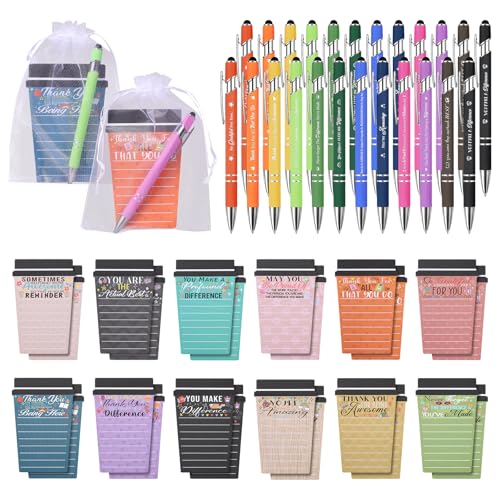 Mkway 24 Set Employee Appreciation Gifts Bulk Team - 24 Pack Coffee Cup Notepad+24 Ballpoint Pens+...