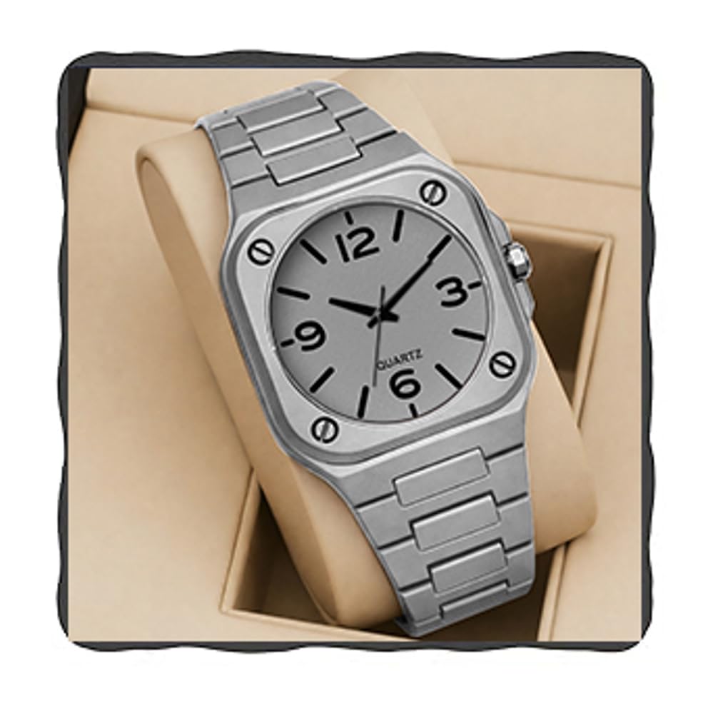 Image of Acnos Men's Premium Fiber Quartz Analog Watch - Luxury Square Dial Casual & Business Wrist Watch for Men