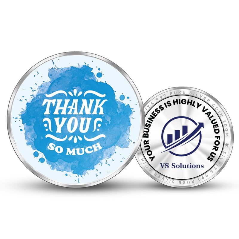 BIS Hallmarked Personalized "Thank You" 999 Pure Silver Coin (10g, 20g, 50g, 100g) - Round Shape - Business Gift for Clients - Partners - Employees - Appreciation - Gift - With Certificate