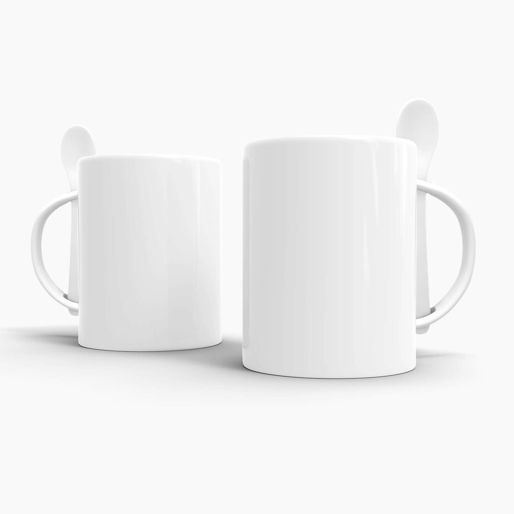 Bastel-Tassen ohne Druck zum Bemalen aus Hochwertiger Keramik Einzeln oder im Set/Mug/Cup/Becher/Pott - Löffeltasse Klassik Weiss 6er Set