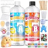 Kit Para Hacer Squishy De Silicona Líquida, 1000g Squishy Maker Kit Squishy Para Hacer, Muy Suave Curado Rápido Goma Todo En Uno Para Moldes De Pata De Gato Hámster Con Pompones, Manualidad Antiestrés