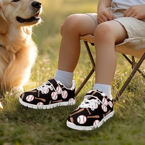 Kids Shoes, Boys Girls Sneakers Lightweight Athletic Walking/Running Tennis Shoes(Little Kid/Big Kid) White Sole Baseball Pattern3