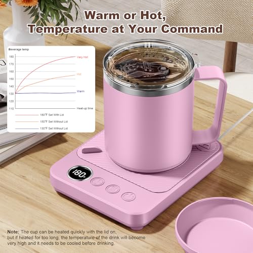 Image of Felibeaco Coffee Mug Warmer & Mug Set for Desk, Smart Coffee Cup Warmer with 16oz Heated Mug, Cup Heater with Auto Shut Off for Office /Home, Coffee Gifts for Women /Men /Dad on Father's Day, Purple
