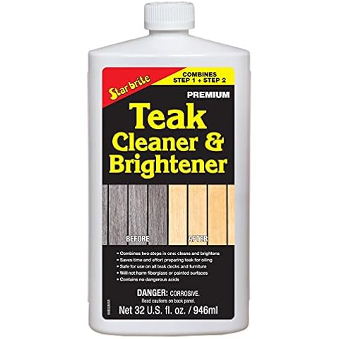 Star Brite 94932 One Step Teak Cleaner & Brightener 32 oz., White Cover