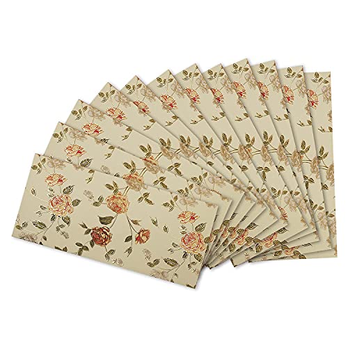 GroupB Handcrafted Cash Envelopes (Cream Color) Floral Print Money Envelope Made of Durable Paper â€“ Shagun Gift Envelope for Wedding, Engagement, Birthday, Diwali, and Christmas â€“ Pack of 10