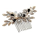 Vintage Black Flower Crystal Pearl Side Combs Bridal Headpiece Wedding Hair Accessories