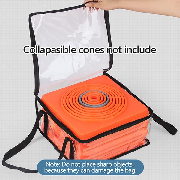 Miniatura 7 de Paquete de 10 bolsas organizadas transparentes de 11.8 x 11.8 x 7.48 pulgadas para conos de tráfico plegables de 28 pulgadas conos no incluidos