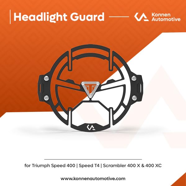 Image of Headlight Guard | Headlight Protector Grill | Guard Compatible with Triumph Speed 400 | speed T4 | Scrambler 400X | Scrambler 400XC (Black, Pack of 1)