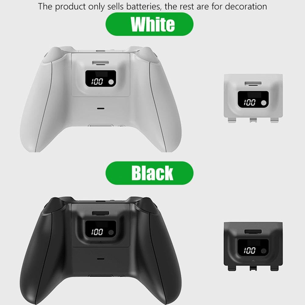 Paquete de batería recargable para Xbox Series X/S, pantalla LED, paquete de batería para Xbox Series S, X, Xbox One S/One X/One Elite Remote Play y kit de carga con cable de carga USB-C