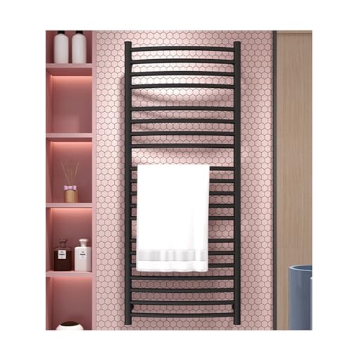 Toallero eléctrico negro de acero inoxidable con enchufe para pared de baño 2