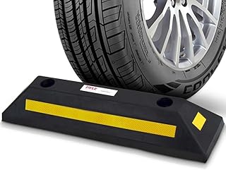 PYLE tope para ruedas de plastico, Bordillo de goma, 1 pieza, Seguridad, Bloque de estacionamiento resistente, Garaje, Ideal para autos, Vans, Camiones