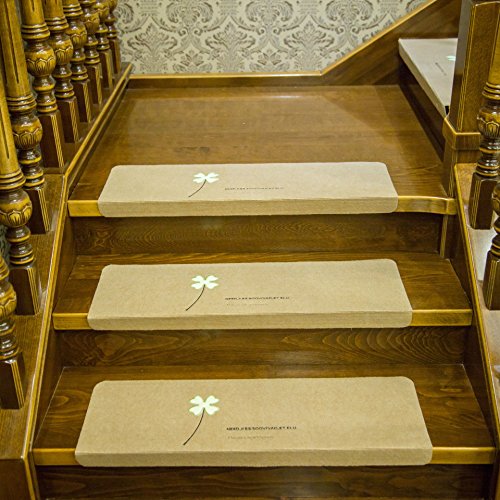 Stair Treads Carpet Non Slip,Self Adhesive Skid Indoor Outdoor Stair Mats for Wooden Steps, Washable Stair Rugs for Kids, Elders and Dogs, 8.7 X 21.7in, 5 Pieces (Beige)