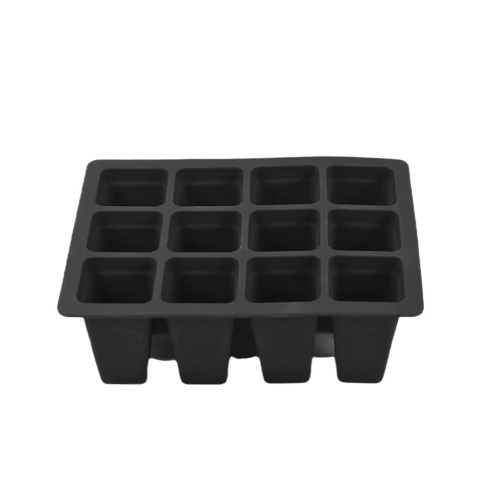 Anzuchtschale 9 quadratische Silikon-Samenkeimungsschale mit Karomuster und Drainagelöchern, Gewächshaus-Sämlingsbehälter, Blumentopf für Pflanzen(Black)