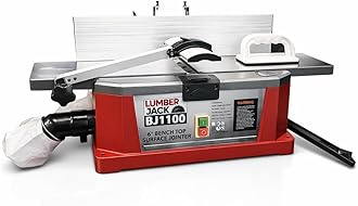 LUMBER JACK Bench Top Jointer Surface Planer 1100W with Adjustable Fence & Dust Bag, Cutting Width 153mm Depth 3mm