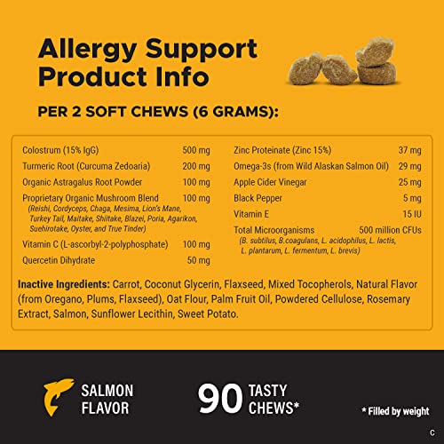 Pet Honesty Dog Allergy Relief Immunity Chews – Omega-3 Salmon Fish Oil Supplement, Probiotics For Dogs, Seasonal Allergies, Skin + Coat Health, Intermittent Itchiness (Salmon) #TOP5