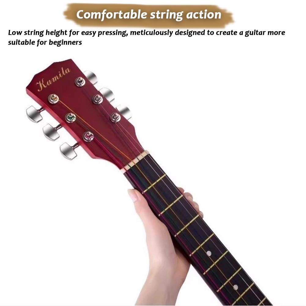 Guitarra Acústica De Madera De 38 Pulgadas Para Adultos, Guitarra De 6 Cuerdas De Acero Con Funda, Tutorial Básico De Guitarra Folk Para Principiantes(Sky blue)
