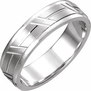 Men's Sterling Silver 6mm Grooved Bridal Wedding Engagement Anniversary Band Ring Fine Jewelry For Men Gifts For Him, Size 11