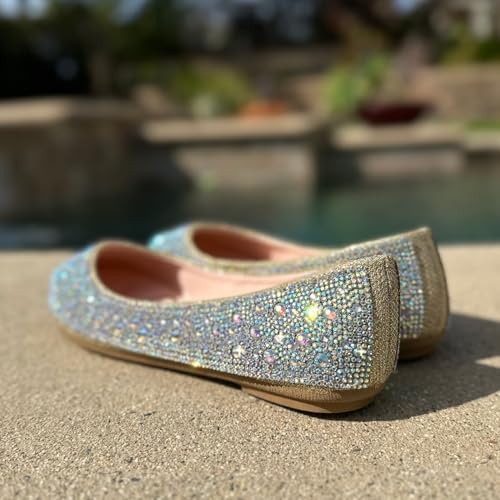Forever Link Womens Closed Toe Rhinestone Crystal Ballet Ballerina Slip On Flat Sandals Shoes3