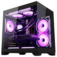 HELLOLAND Gaming PC Desktop Computer -AMD Ryzen 7 5700X 3.4 GHz-Radeon RX 9060 XT 16G-32GB DDR4 RAM-1TB PCIe SSD-240 Liquid Cooler -WiFi &amp; Bluetooth -RGB Fans-Windows 11-Black