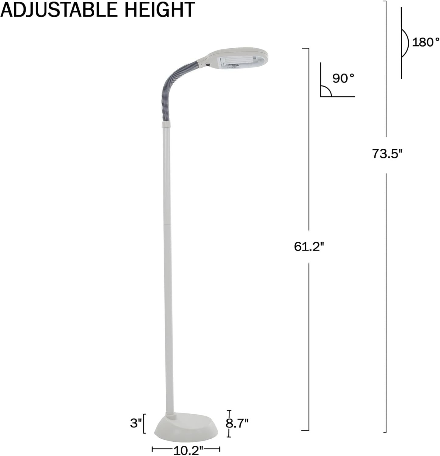 Lavish Home Floor Lamp - Full Spectrum Natural Sunlight Lamp with Bendable Neck - Reading, Craft, Studying, and Esthetician Light (Beige)