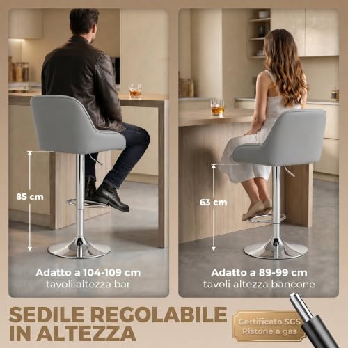 Tabourets de bar avec dossier confortable HOMCOM résolvant le mal de dos