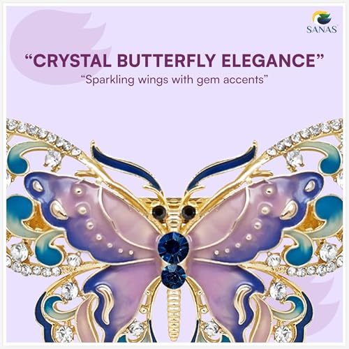 Image of Sanas (1Pcs) Butterfly Clips For Hair Accessories For Woman Stylish Crystal Drop Design Butterfly Hair Accessories For Women Wedding Hair Clips For Women Stylish Dangling Pearl Clip (1Pcs)(Multicolor)