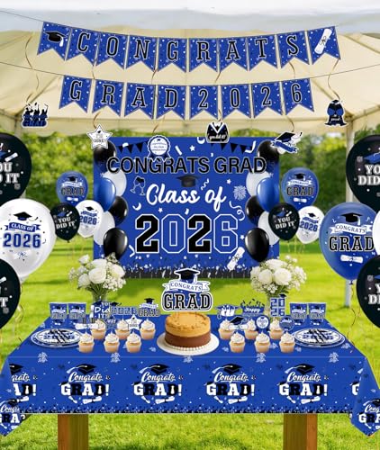 Irosiy 2026 Blue Black Graduation Party Decor Kit - image 7
