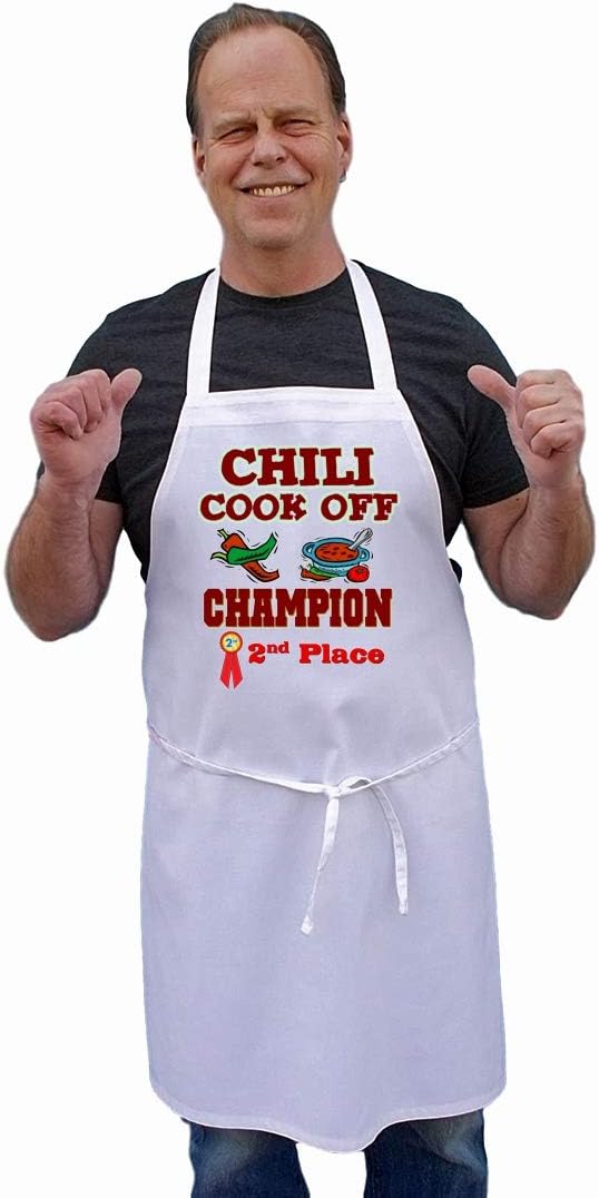 Chili Cook Off Champion Second Place Competition Prize, White Chef Apron Trophy, Cook Off Judges Award