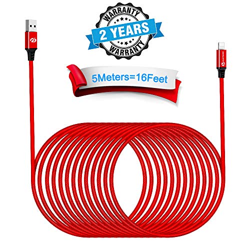 Eletrand Cavo USB Cavi Phone Caricatore Cavo Nylon Intrecciato Phone Charger Cable Cavo di Ricarica 5M/16FT di Nylon per Phone X/XS/XS Max/XR/8/8 Plus/7/7 Plus/6s/6s Plus/6/6 Plus/5c/5s/5, Pad Pod