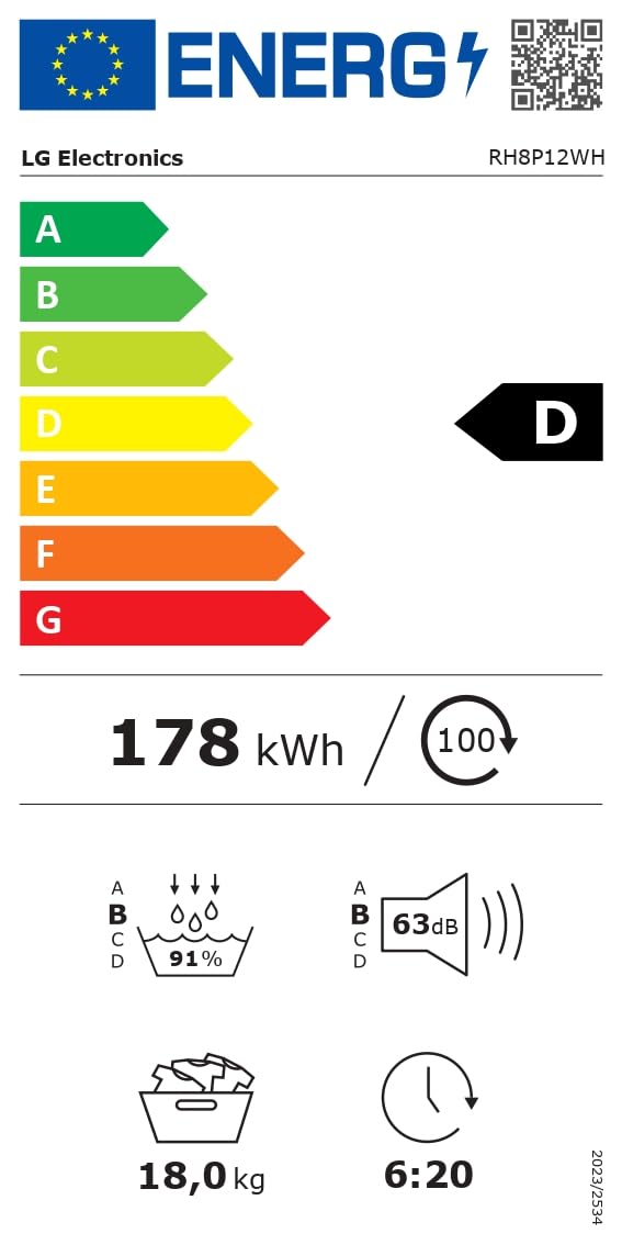 Sèche linge à condensation Lg rh8p12wh