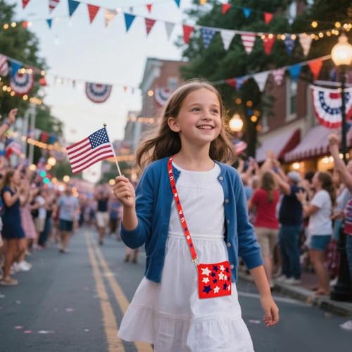 Image of 4th of July Purse for Women Sequin Beaded USA Star Purse American Flag Crossbody Shoulder Bag 4th of July Outfits
