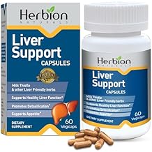 HERBION Naturals Liver Support Herbal Blend with Milk Thistle, Supports Healthy Liver Function, Promotes Detoxification, Supports Appetite, 60 Vegicaps, Pack of 1